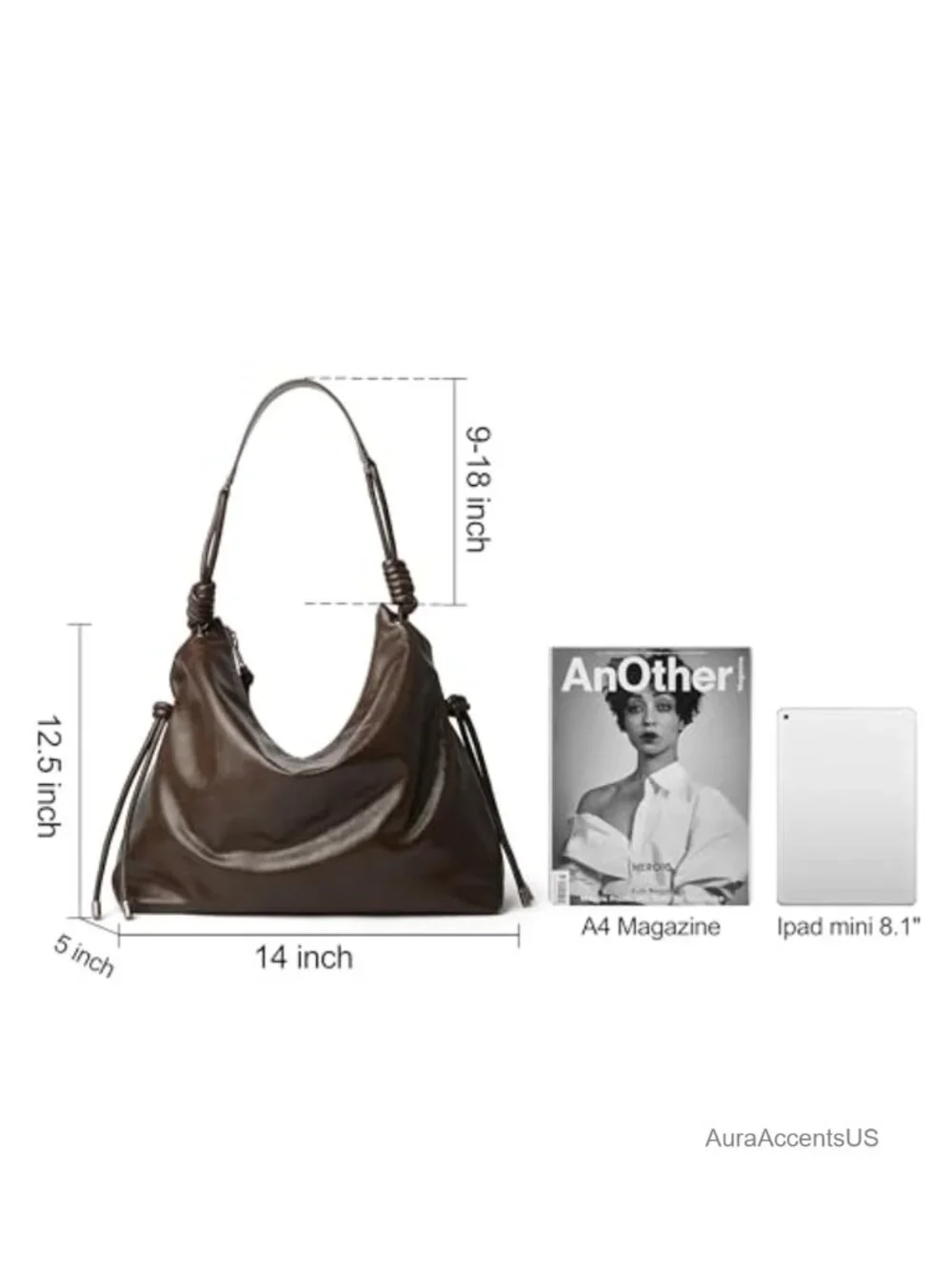 Large Soft Faux Leather Hobo Bag with Knotted Adjustable Strap
